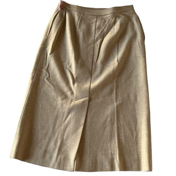Vintage Skirt Womens Size 8 Beige High Waist Modest Retro Pockets Professional - Picture 1 of 8